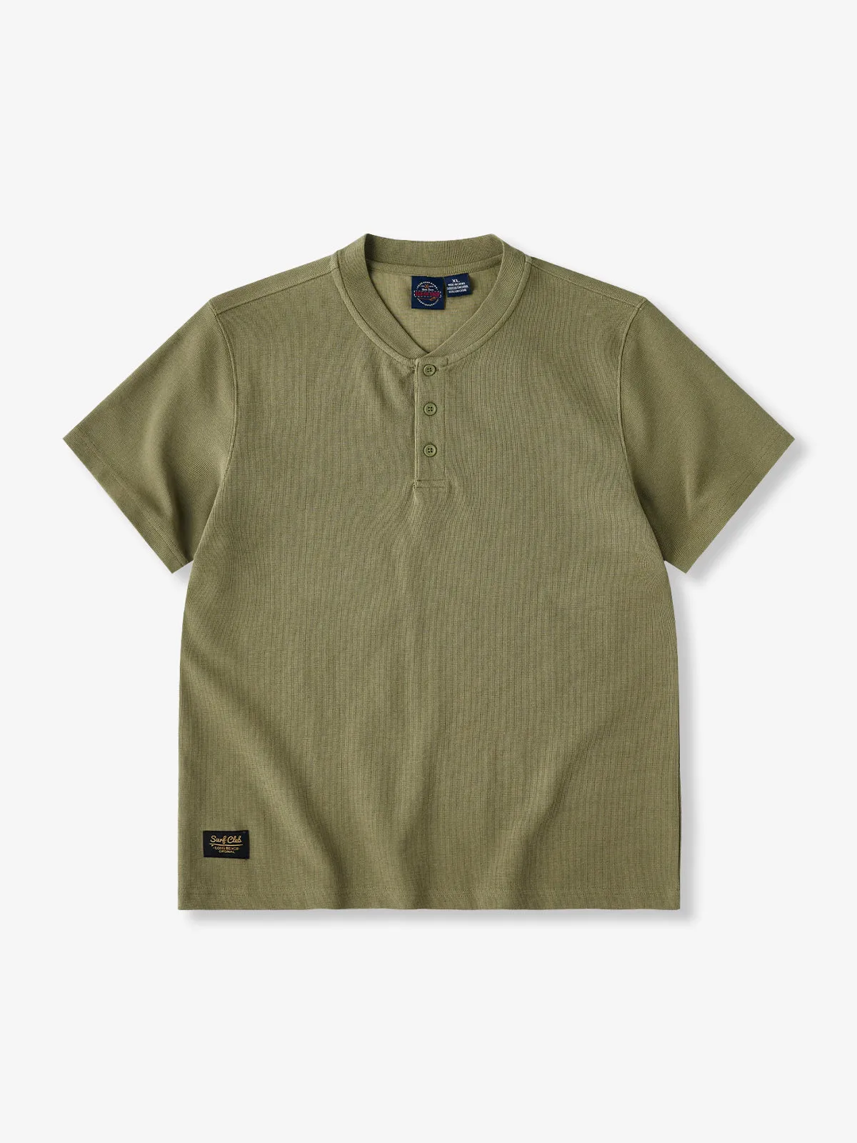 Three-button Waffle Knit Henley Neck T-shirt sold by Karaku product image thumbnail 2