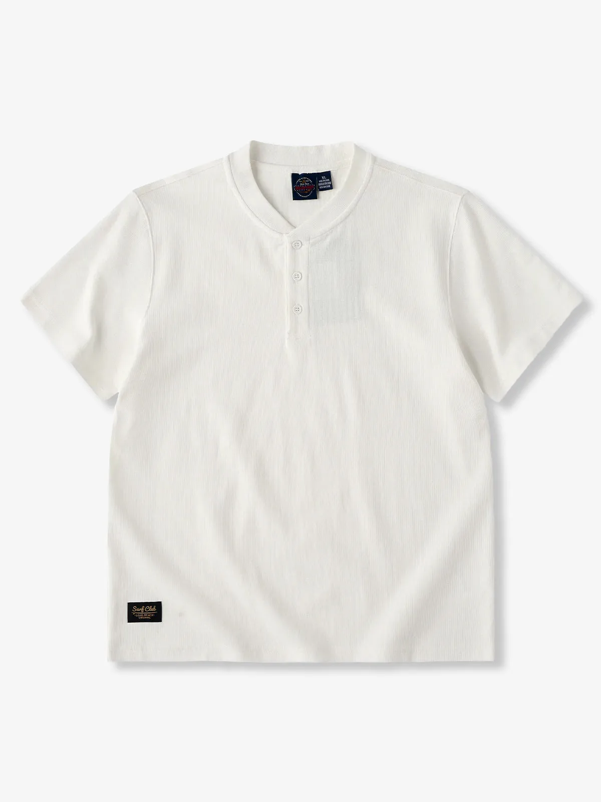 Three-button Waffle Knit Henley Neck T-shirt sold by Karaku product image thumbnail 3