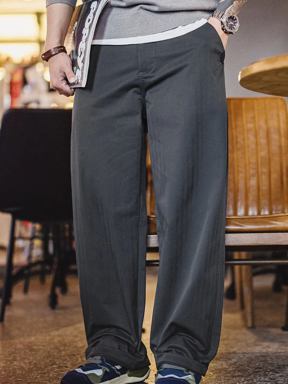 Tailored Black Pleated Straight-Leg Pants sold by Karaku product image thumbnail 4