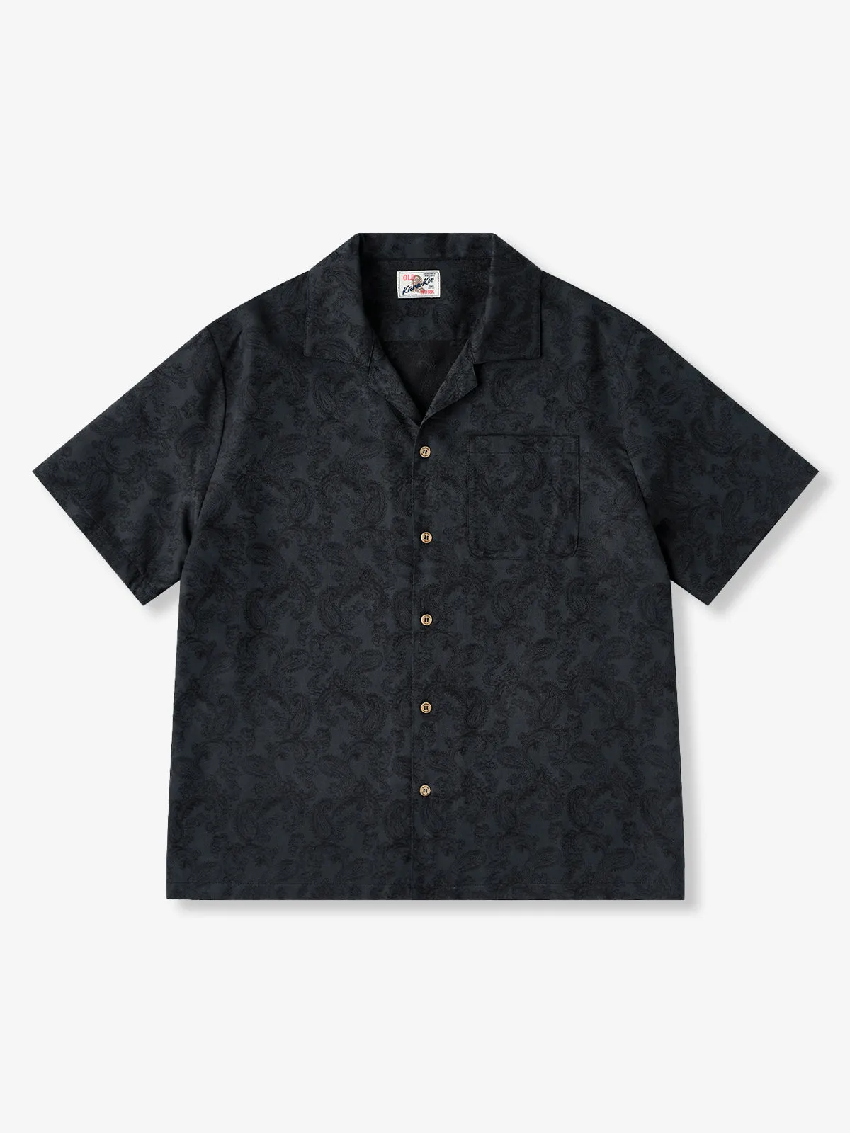 Wool-Blend Paisley Jacquard Open-Collar Shirt sold by Karaku
