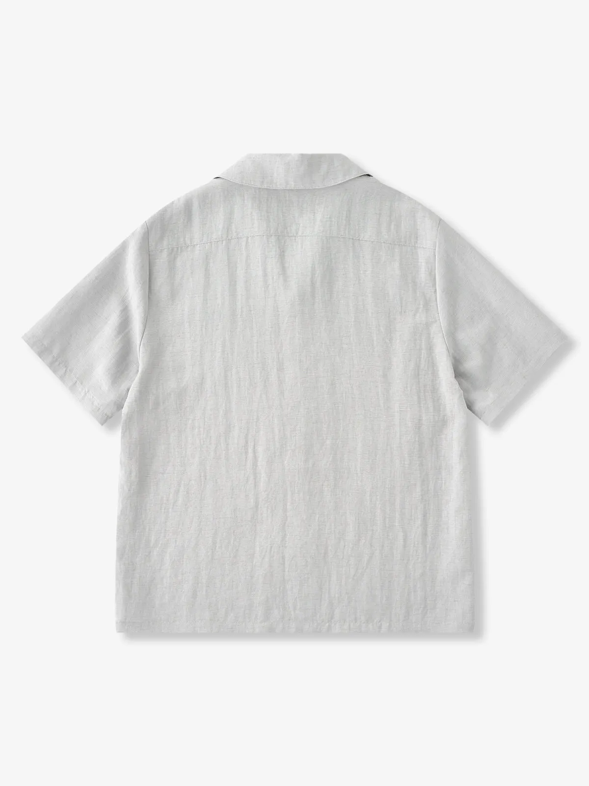 Linen-Blend Cuban Collar Shirt with Chain Stitch on the Placket and Pockets sold by Karaku product image thumbnail 2