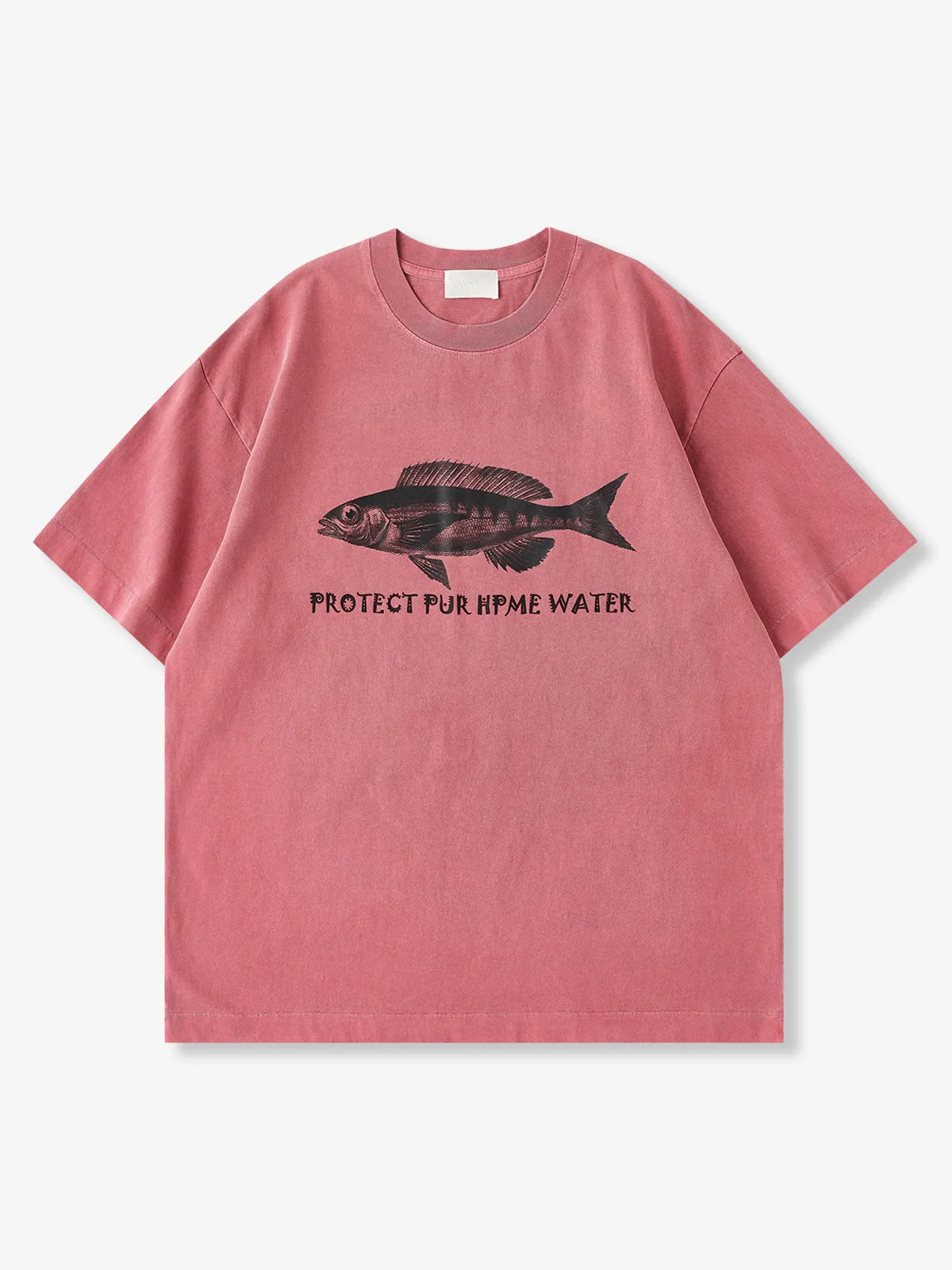Vintage Fish Graphic “Protect Our Home Water” Cotton T-Shirt sold by Karaku product image thumbnail 2