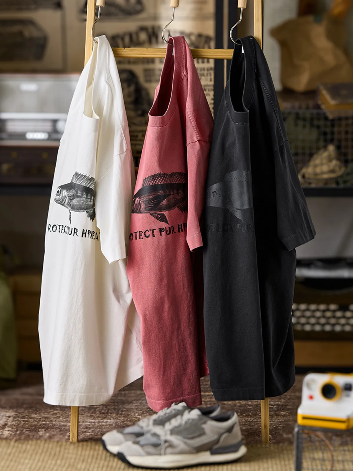 Vintage Fish Graphic “Protect Our Home Water” Cotton T-Shirt sold by Karaku product image thumbnail 5