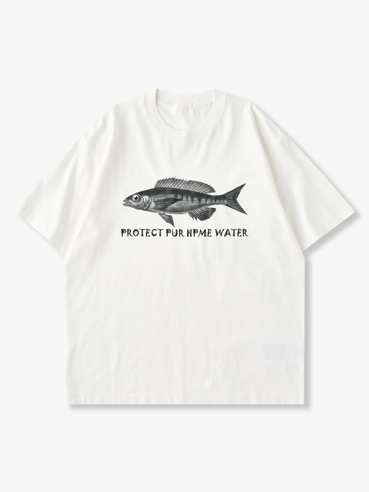 Vintage Fish Graphic “Protect Our Home Water” Cotton T-Shirt sold by Karaku