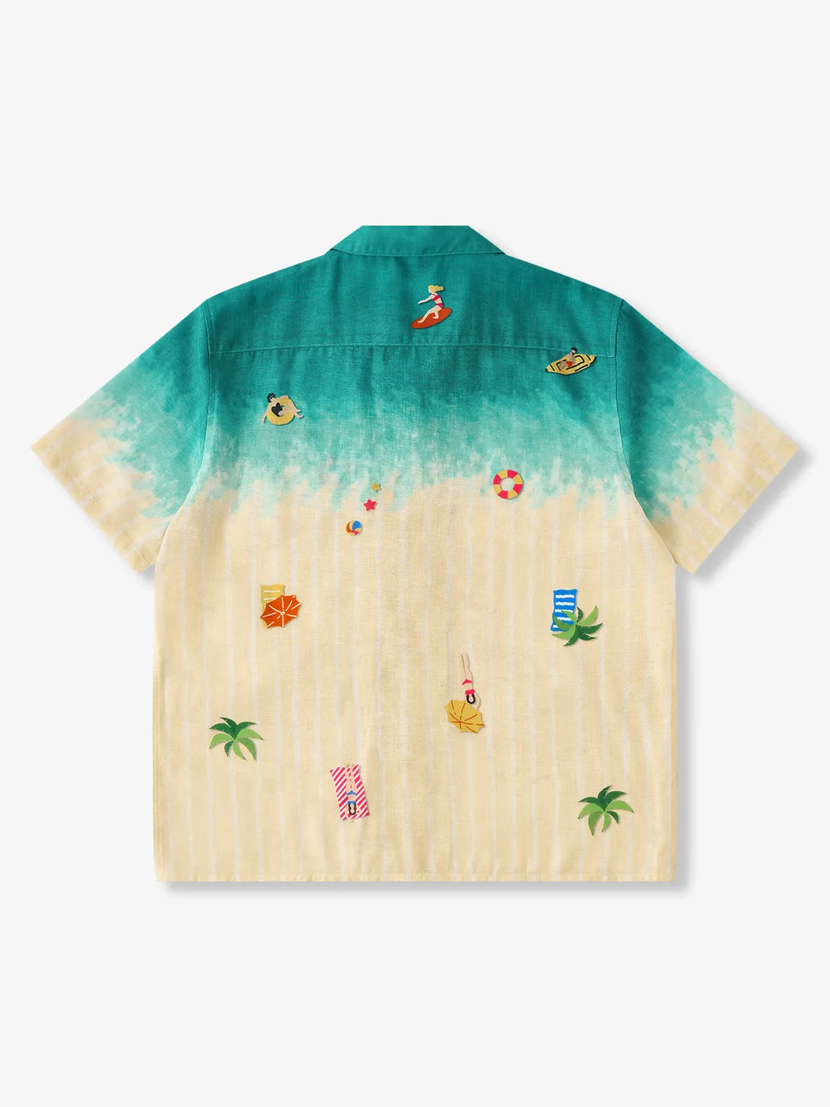 “Hawaiian Beach Aerial View” Gradient Faux Cotton Aloha Shirt sold by Karaku product image thumbnail 2