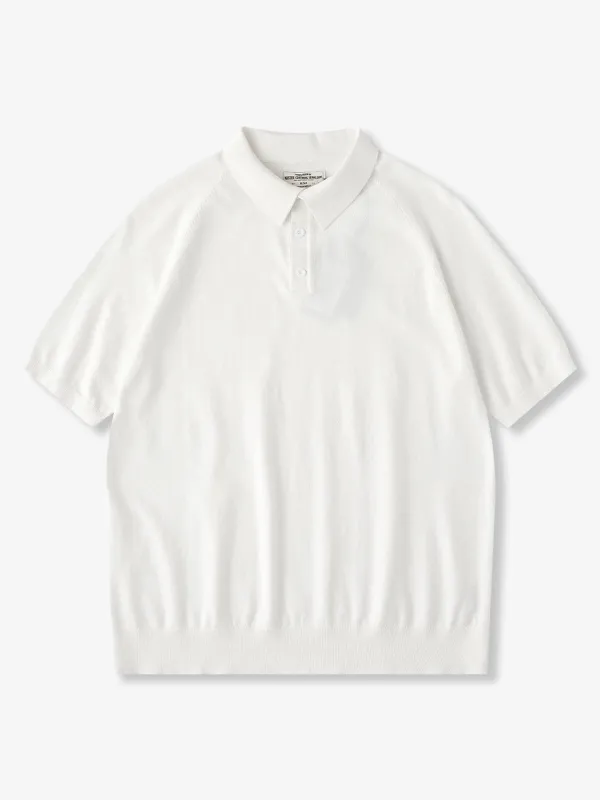 Business & Casual Solid 7-Color Raglan Sleeve Knit Polo Shirt made by Karaku