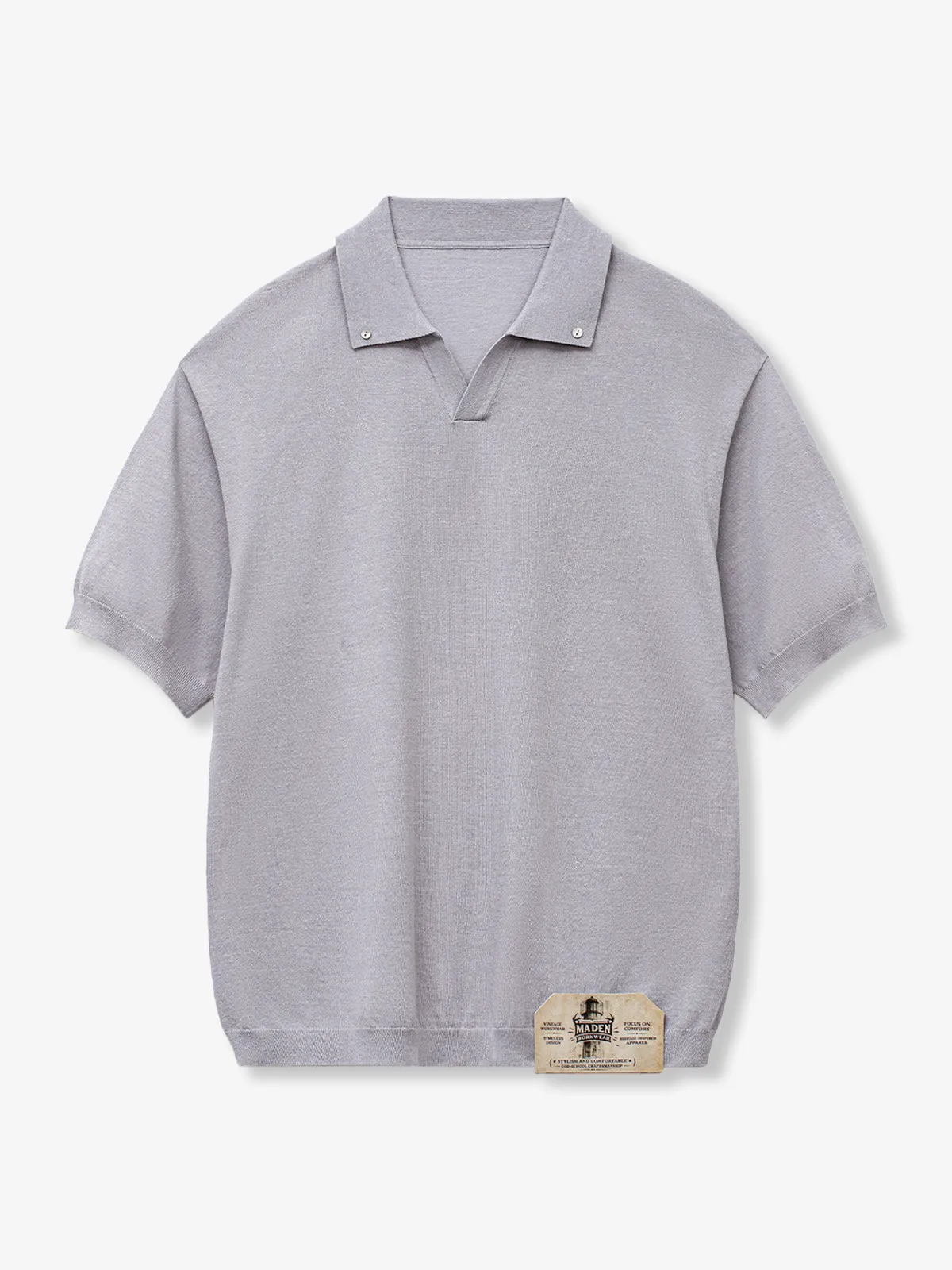 Linen-Blend Seagull Collar Polo Shirt-3 Colors sold by Karaku product image thumbnail 2