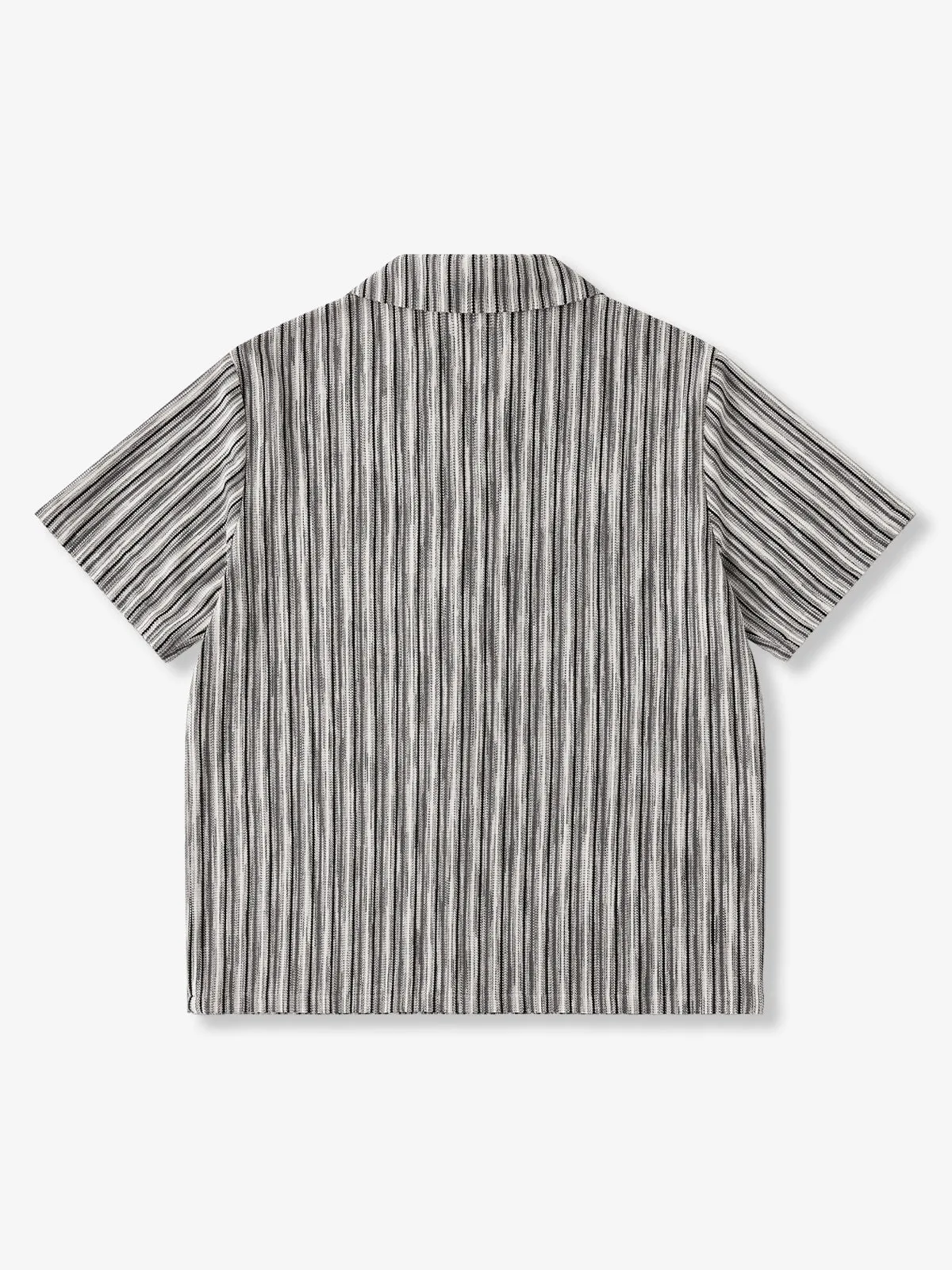 Multi-Stripe Jacquard Cuban Collar Short-Sleeve Shirt sold by Karaku product image thumbnail 2