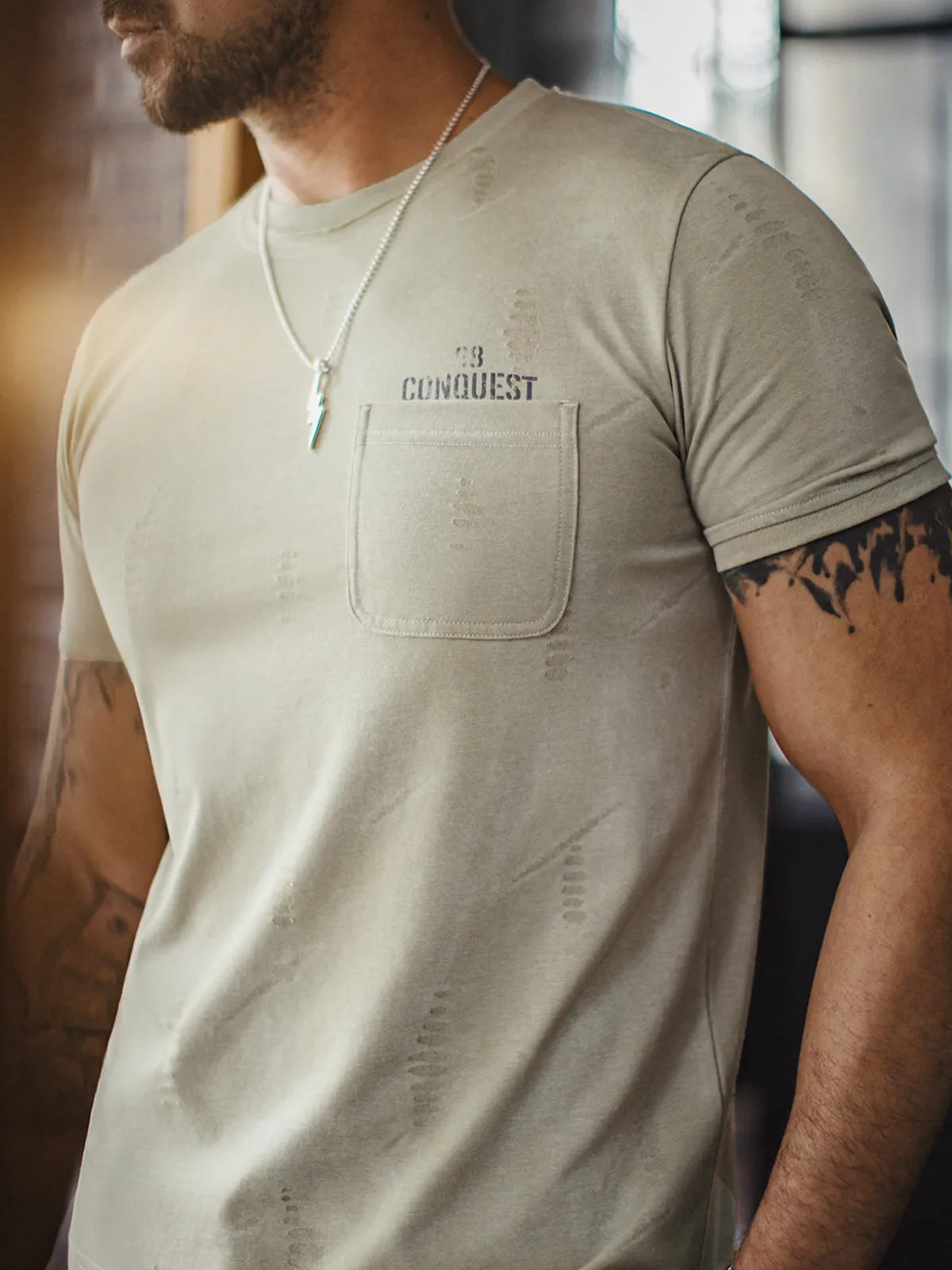 Retro Distressed Crew Neck Printed Knit T-shirt sold by Karaku product image thumbnail 5