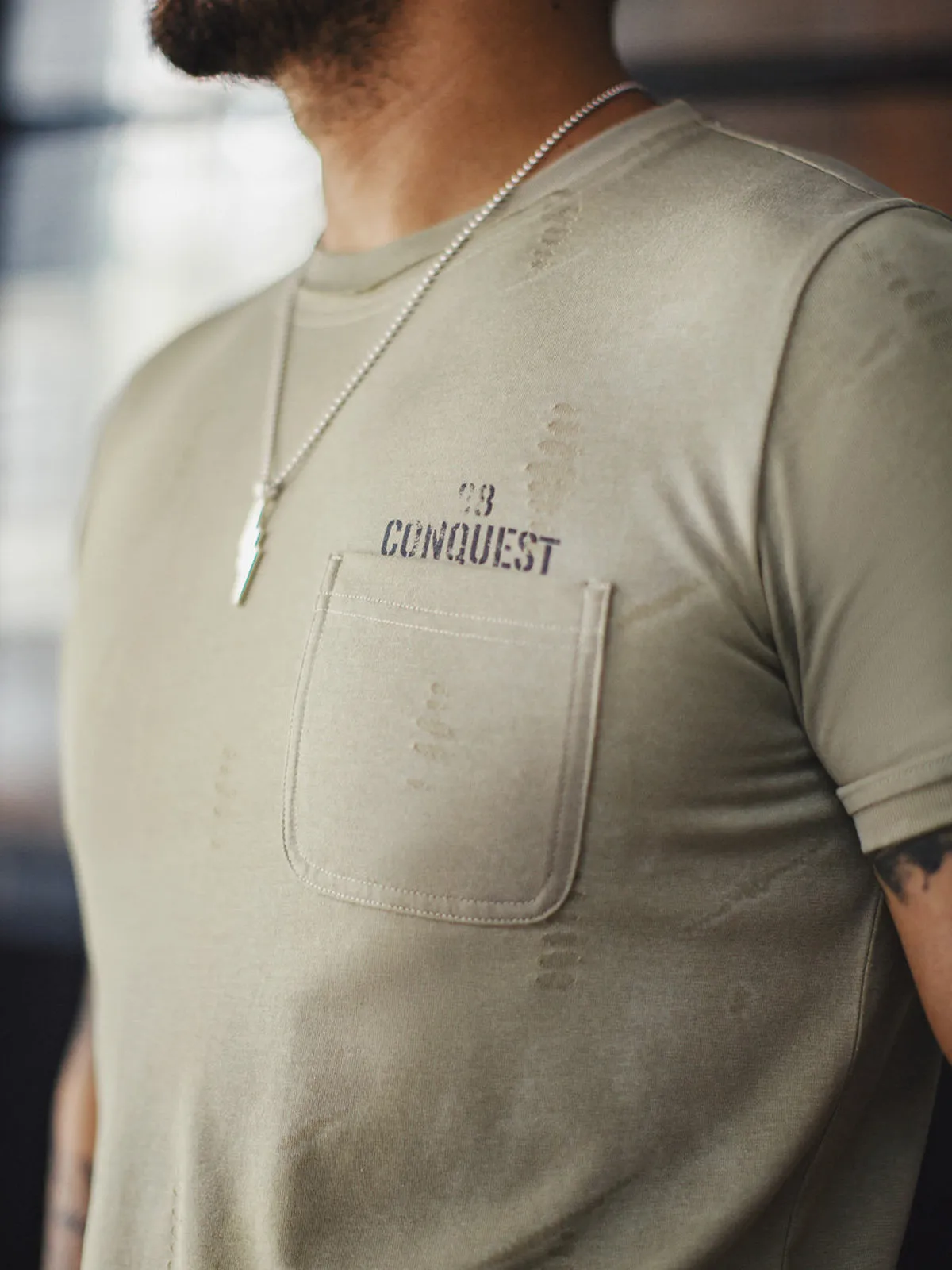 Retro Distressed Crew Neck Printed Knit T-shirt sold by Karaku product image thumbnail 3