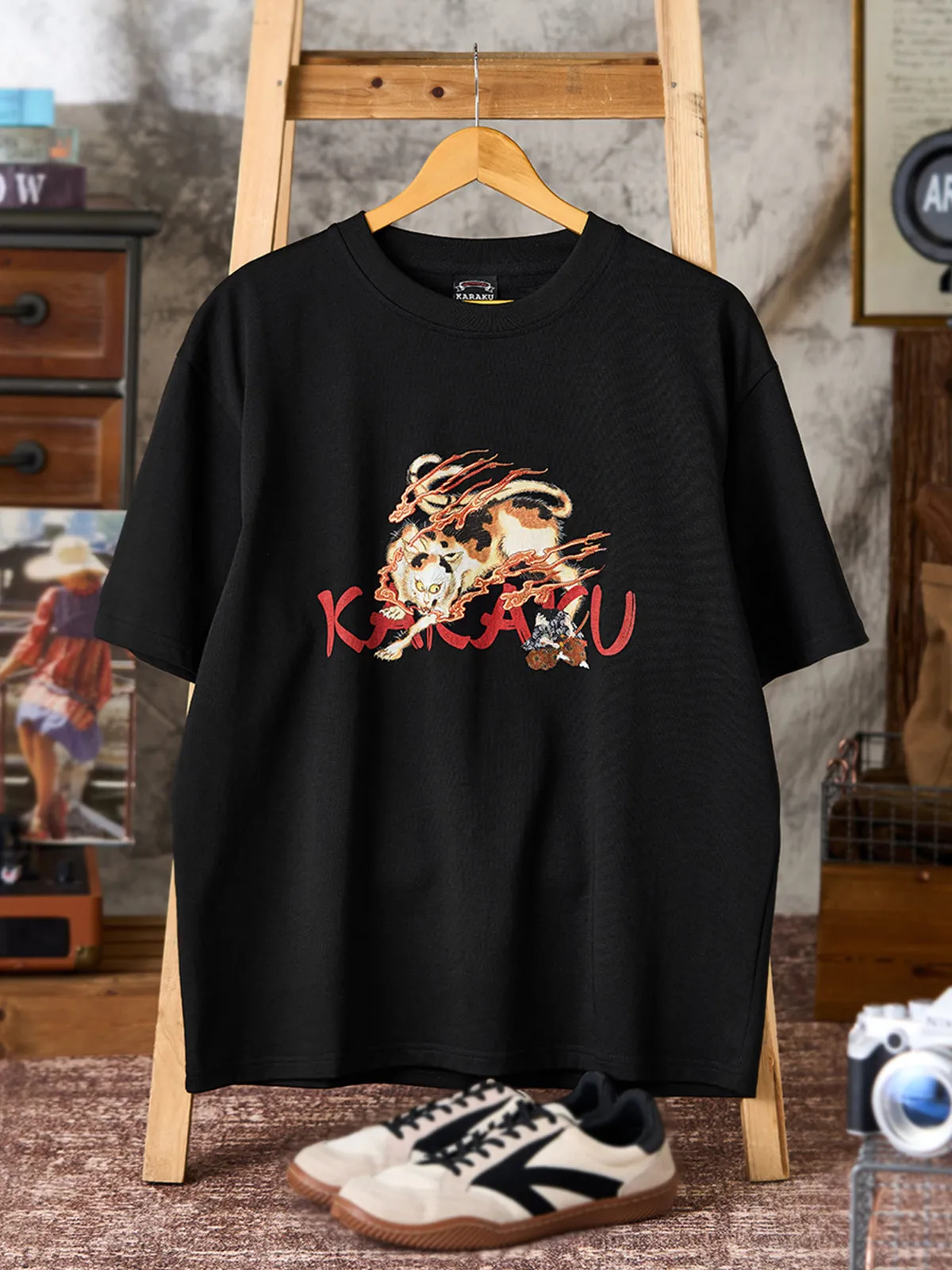 KARAKU × Koma “Strange Hundred Monster Stories” Printed & Embroidered Cotton T-Shirt sold by Karaku product image thumbnail 3