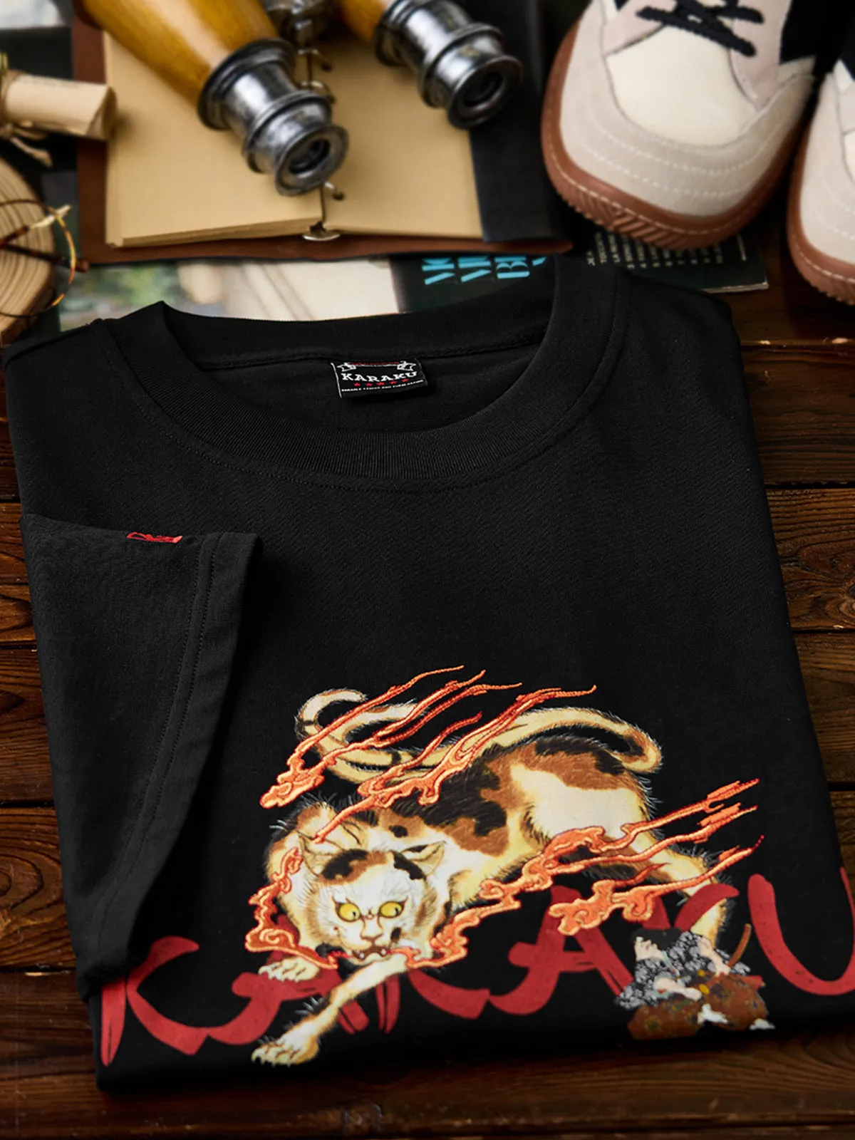 KARAKU × Koma “Strange Hundred Monster Stories” Printed & Embroidered Cotton T-Shirt sold by Karaku product image thumbnail 5