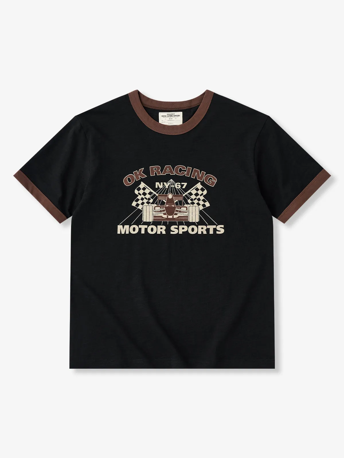 Heavyweight Slub Cotton Contrast Rib Vintage Racing Short Sleeve T-Shirt sold by Karaku product image thumbnail 2