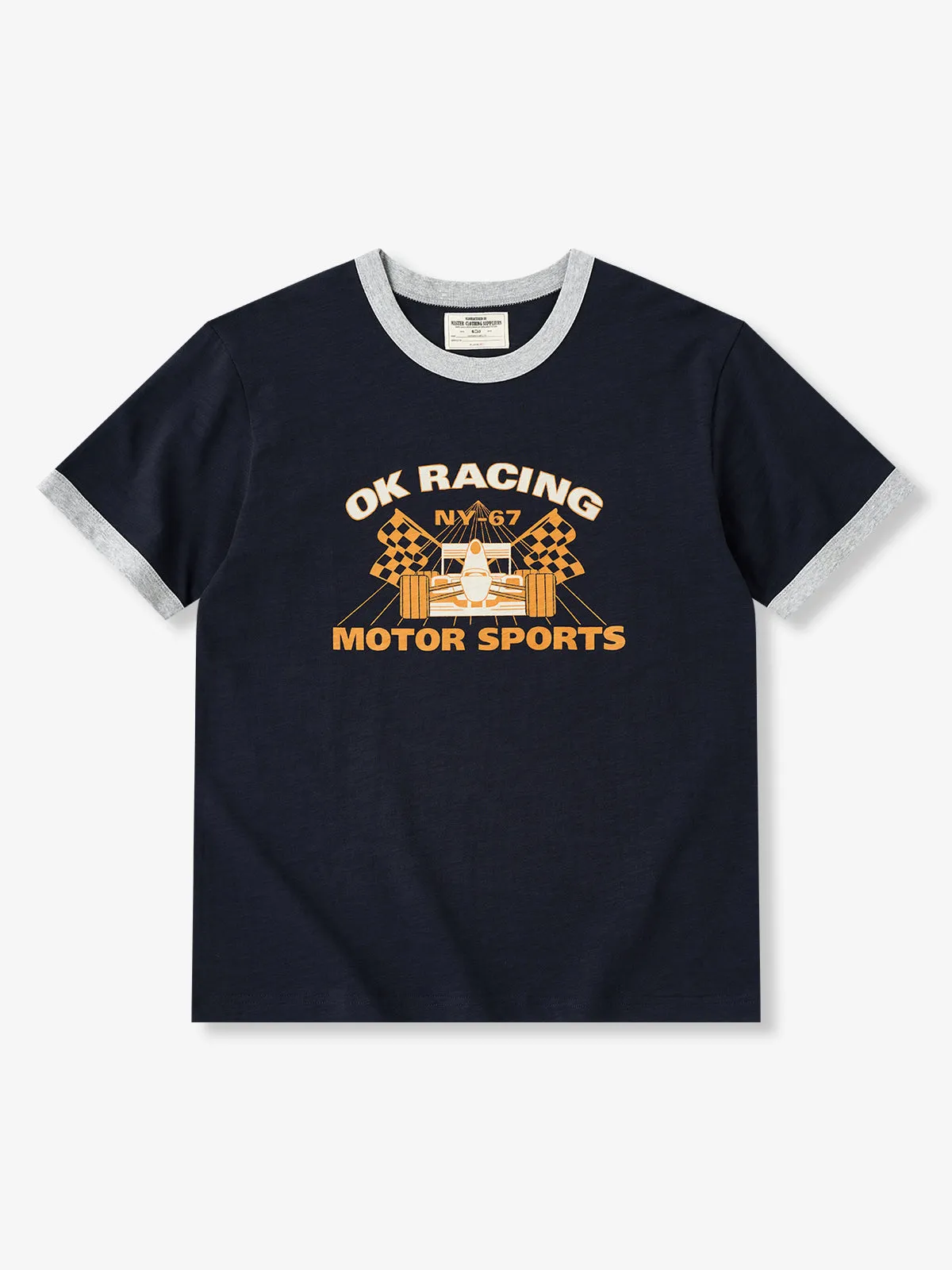 Heavyweight Slub Cotton Contrast Rib Vintage Racing Short Sleeve T-Shirt sold by Karaku product image thumbnail 3