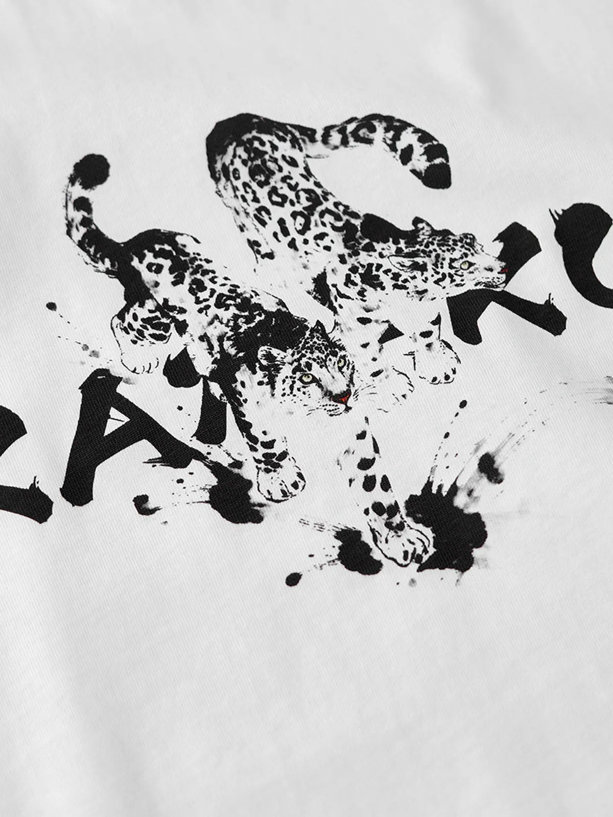 Karaku × Satoshi Kawamata “Snow Leopard – Ink Splashes Beneath Its Feet” Print & Embroidered Cotton Tee sold by Karaku product image thumbnail 4