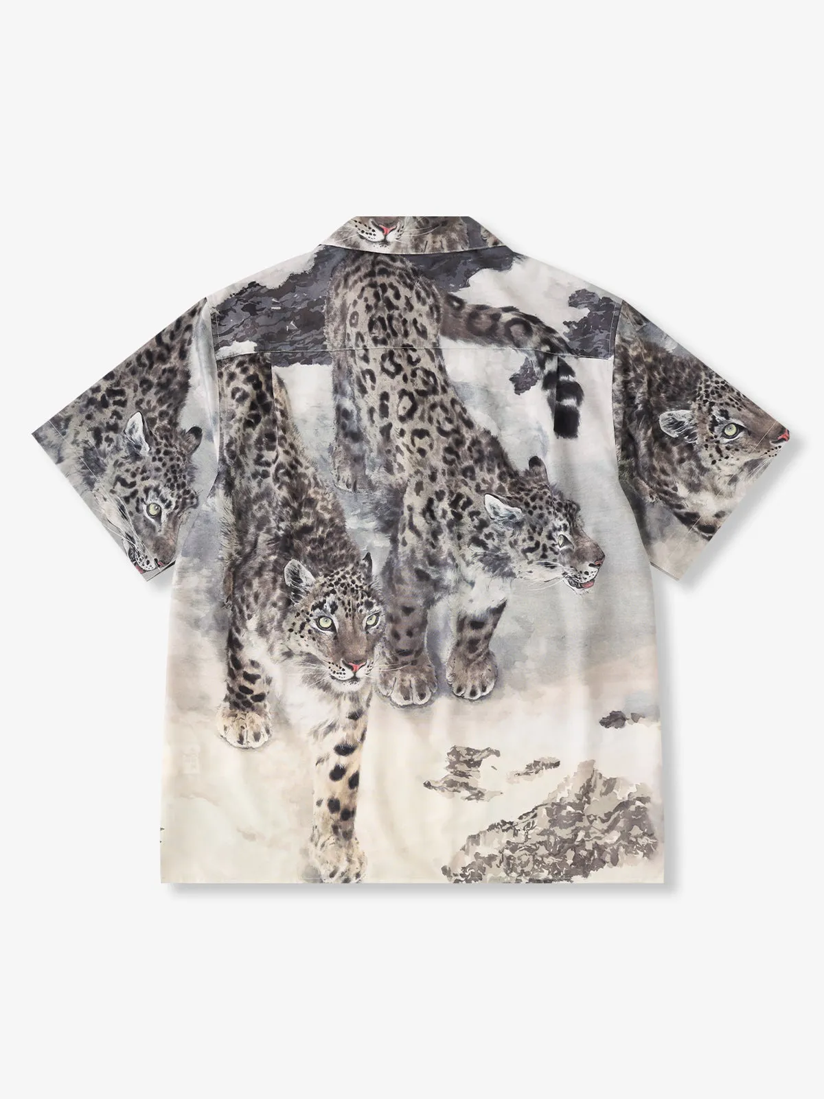 Karaku × Satoshi Kawamata “Snow Leopard” Print Aloha Shirt sold by Karaku product image thumbnail 2