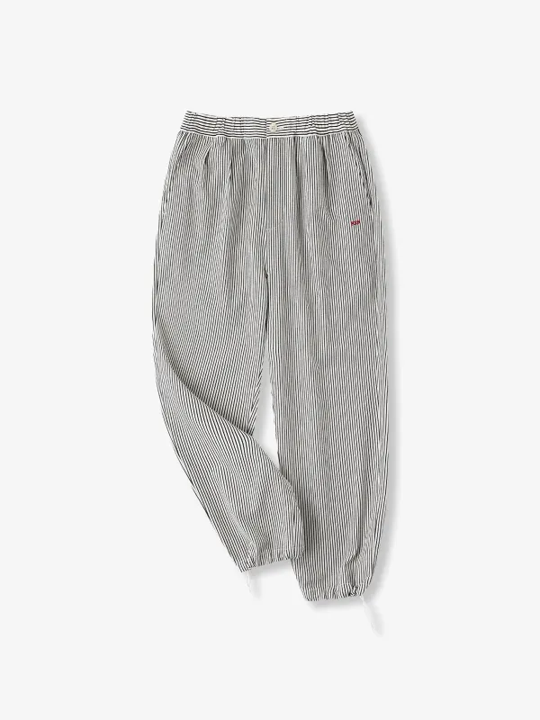“KaraKu” Embroidered Stripe Easy Pants with Drawcord Hem made by Karaku