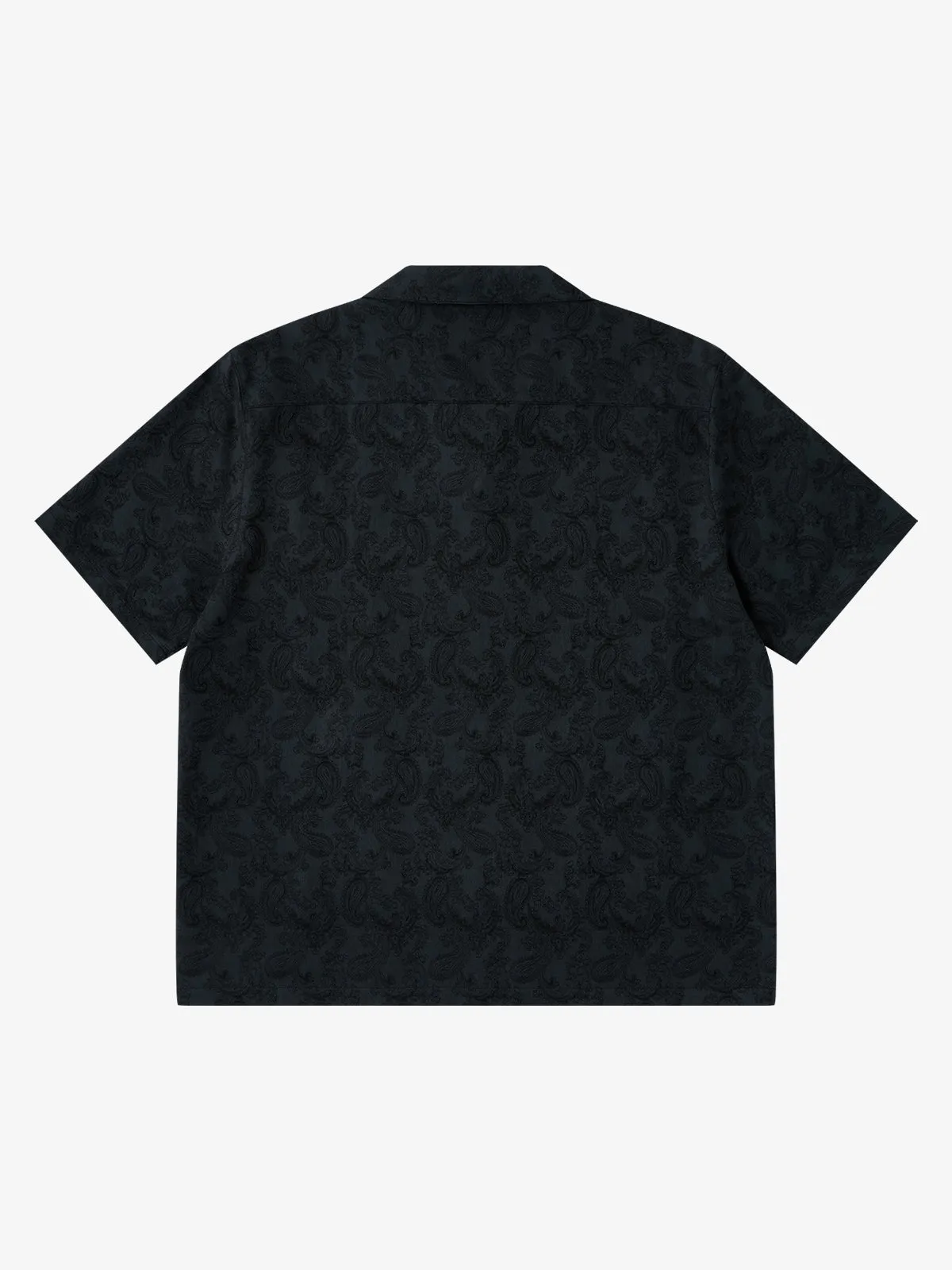 Paisley Jacquard White Panel Color-Block Triple-Blend Cuban Shirt sold by Karaku product image thumbnail 2