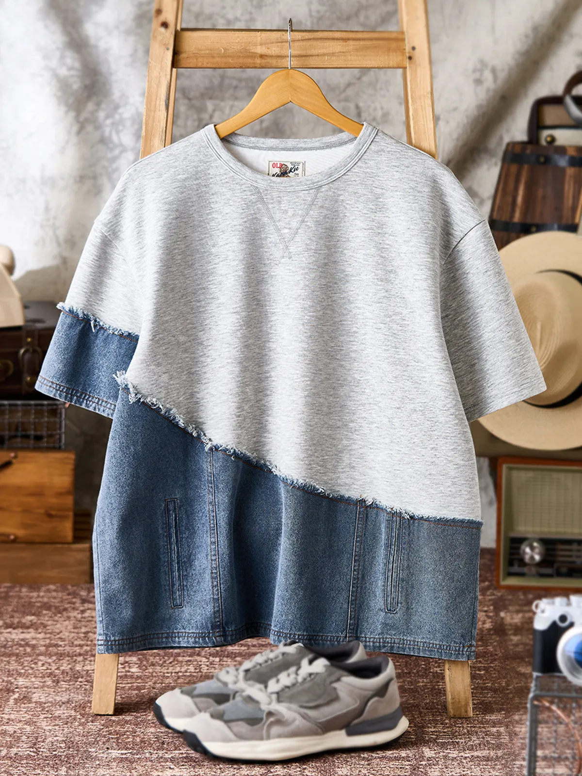 Denim x Cardboard Knit Asymmetrical Tee sold by Karaku product image thumbnail 3