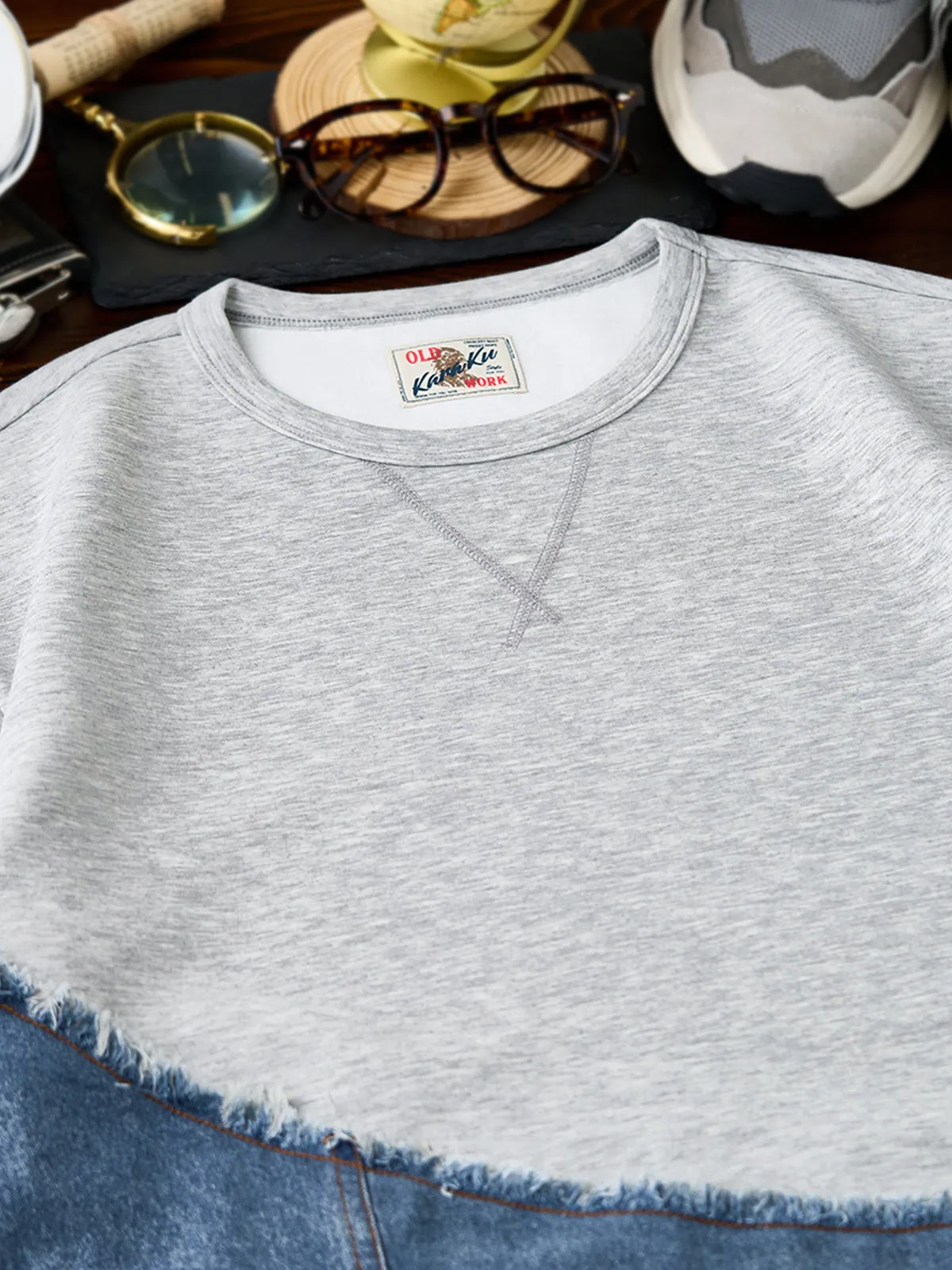 Denim x Cardboard Knit Asymmetrical Tee sold by Karaku product image thumbnail 4
