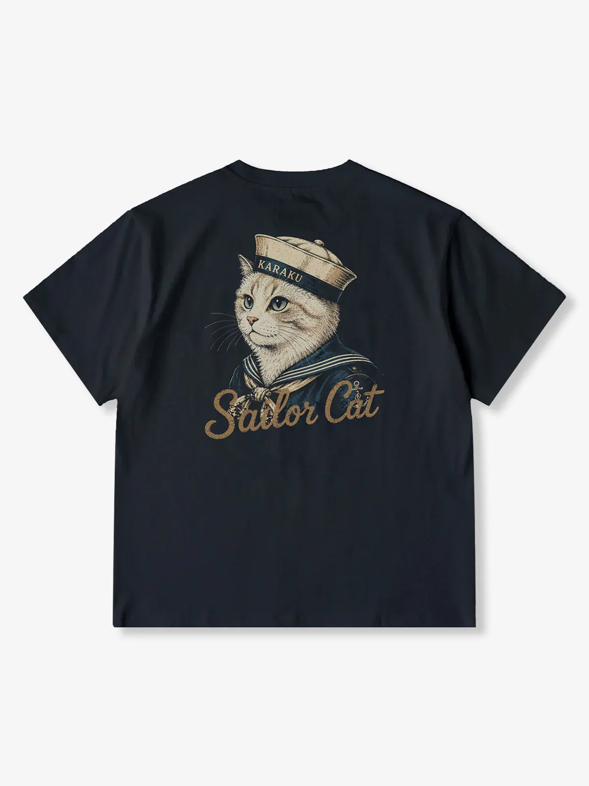 "Sailor Cat" Cotton Tee with Back Print sold by Karaku