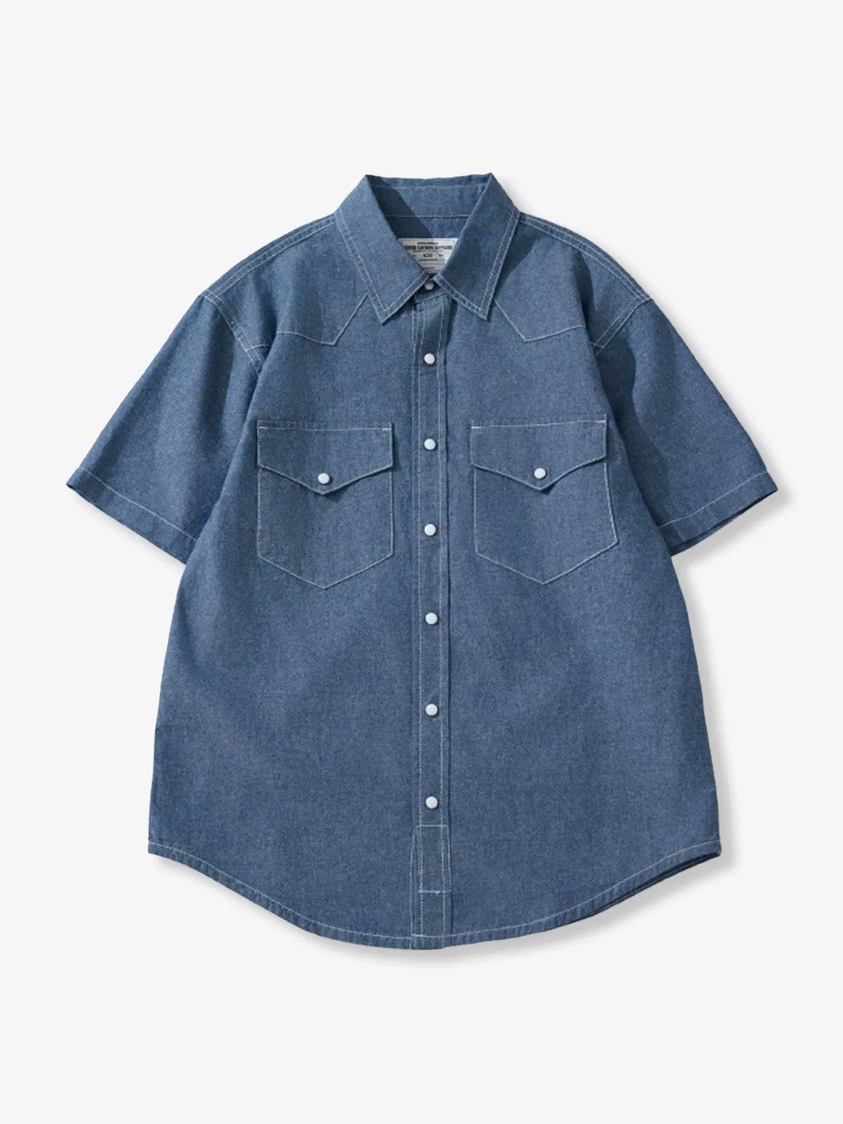 Western Snap Button Short Sleeve Denim Shirt sold by Karaku product image thumbnail 2