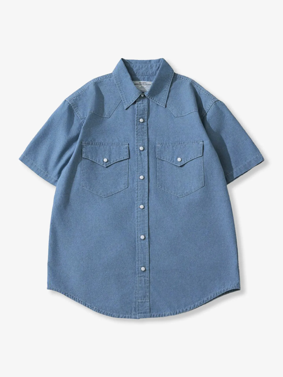 Western Snap Button Short Sleeve Denim Shirt sold by Karaku