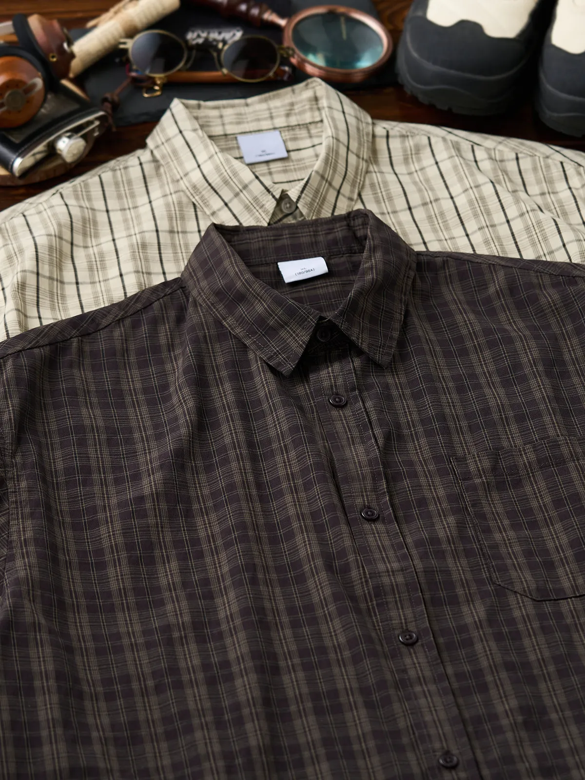 Vintage Plaid Short Sleeve Button-Up Shirt sold by Karaku product image thumbnail 5