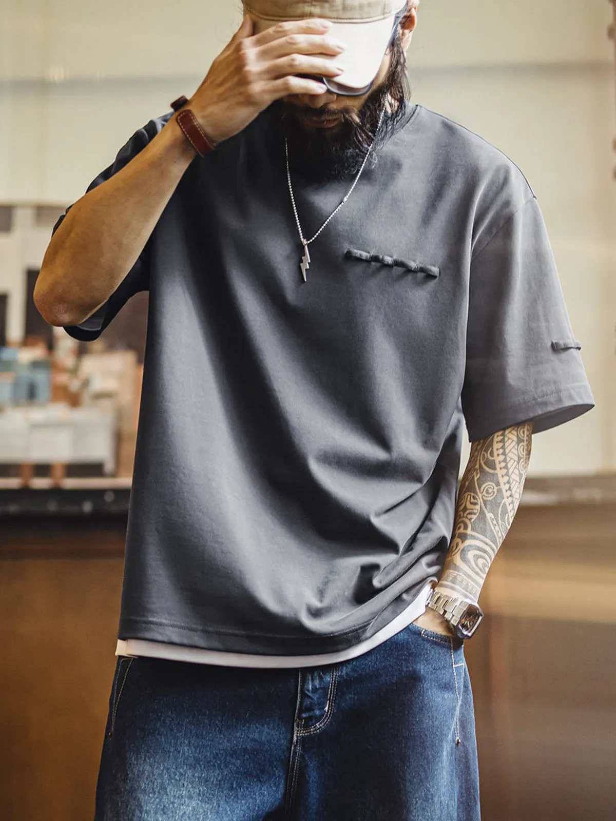 Men’s Relaxed Fit Crew Neck Cotton Blend T-Shirt sold by Karaku product image thumbnail 3