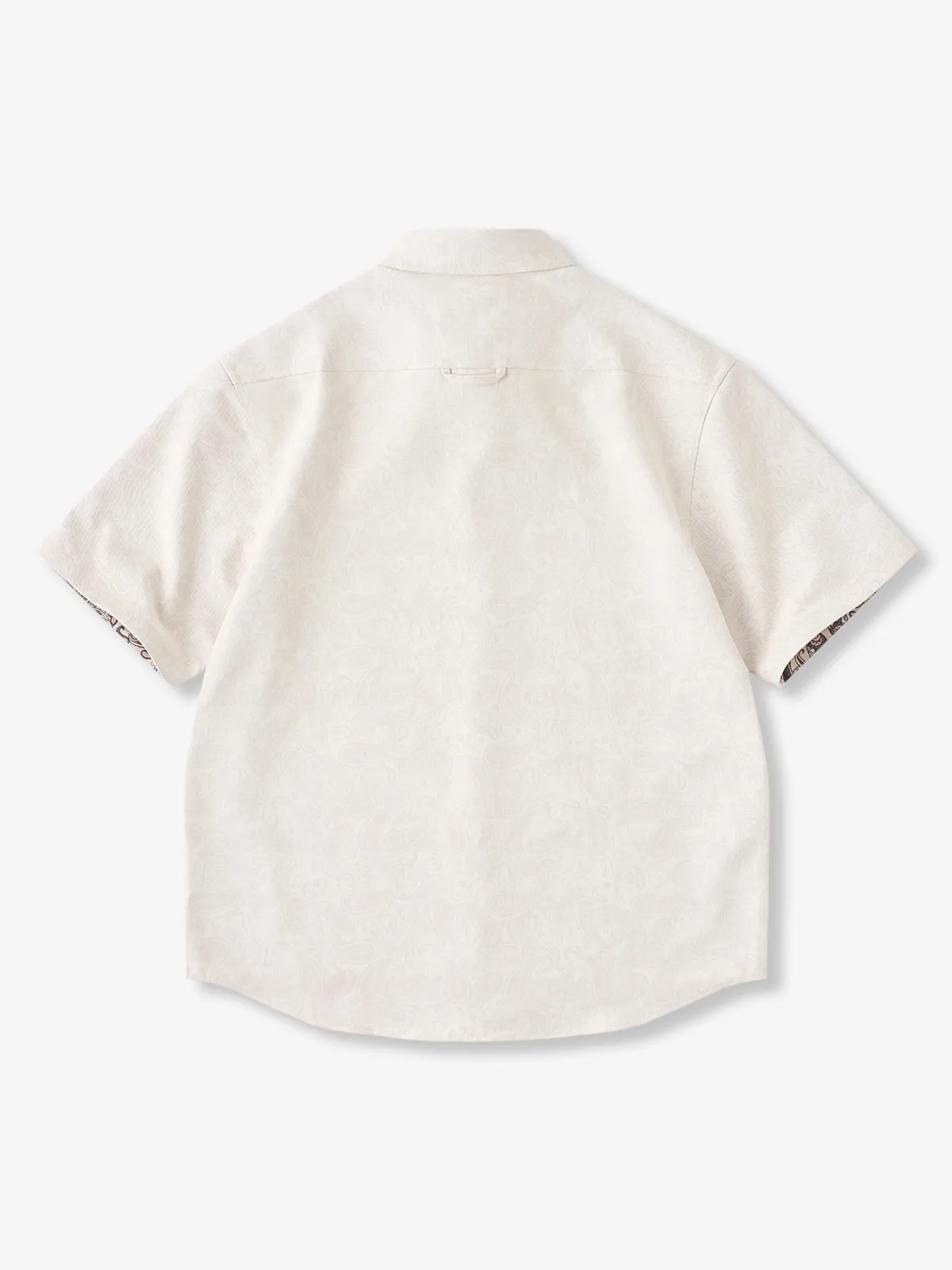Paisley Lining Print KaraKu Embroidered Cotton Blend Twill Short Sleeve Shirt sold by Karaku product image thumbnail 3