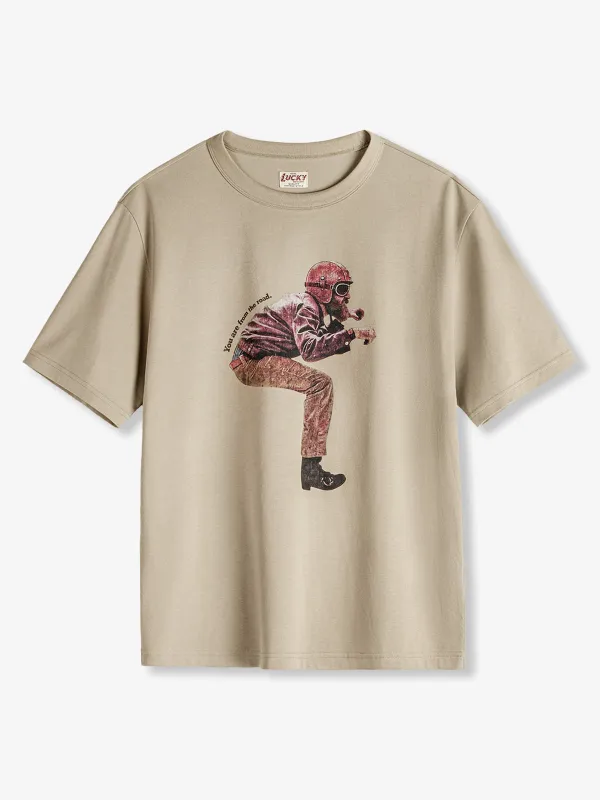 Vintage Motorcycle Rider Graphic Crew Neck T-Shirt made by Karaku
