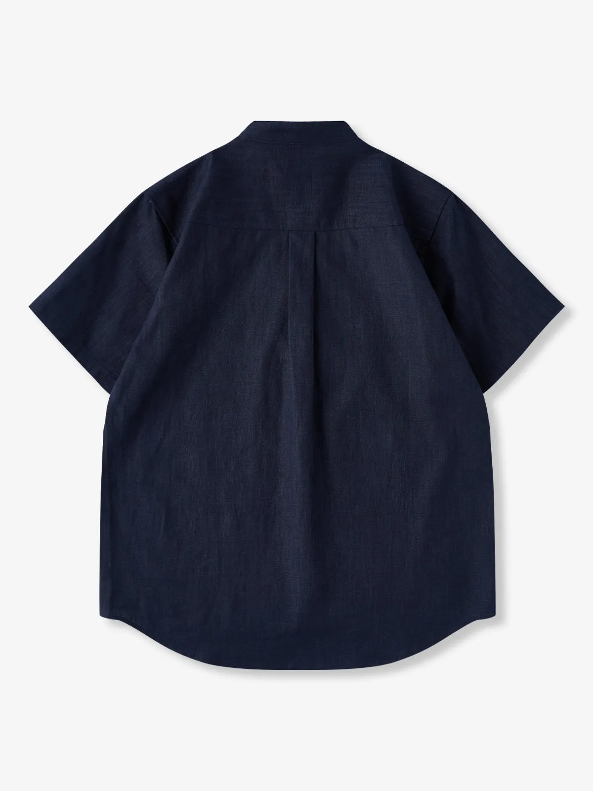 NAVY 2-Button V-Neck Cotton Linen Short Sleeve Shirt sold by Karaku product image thumbnail 2