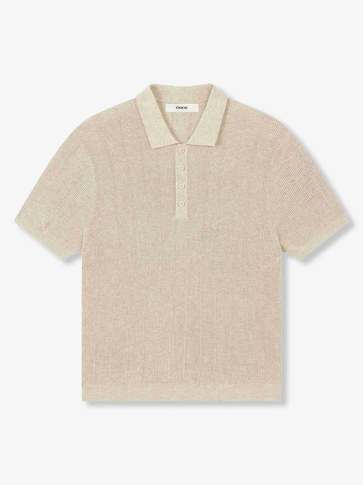 Lightweight Linen Blend Textured Knit Polo Shirt sold by Karaku