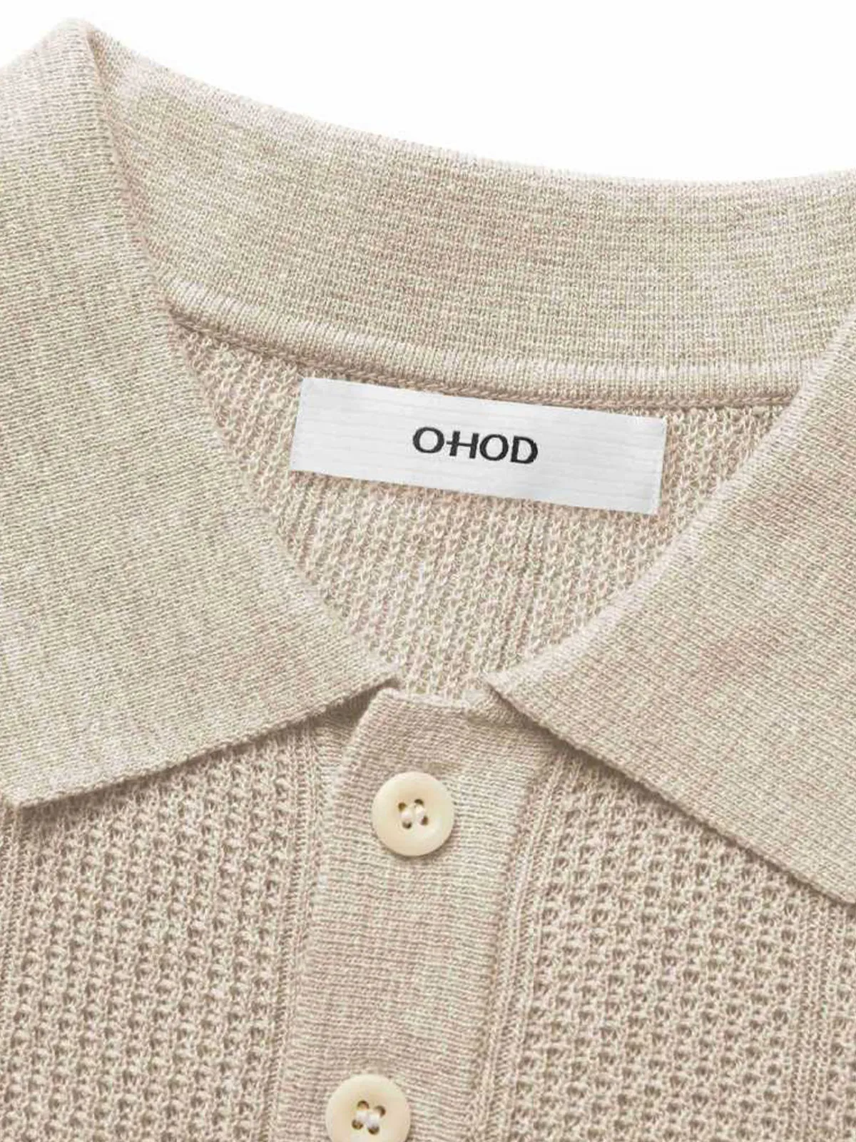 Lightweight Linen Blend Textured Knit Polo Shirt sold by Karaku product image thumbnail 5