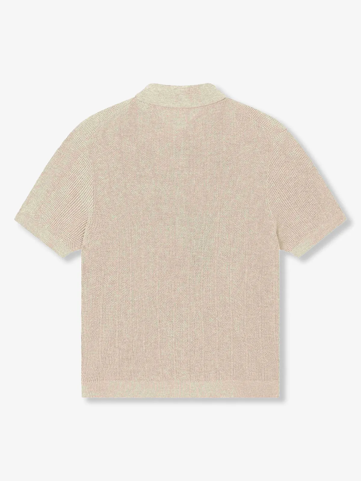 Lightweight Linen Blend Textured Knit Polo Shirt sold by Karaku product image thumbnail 2