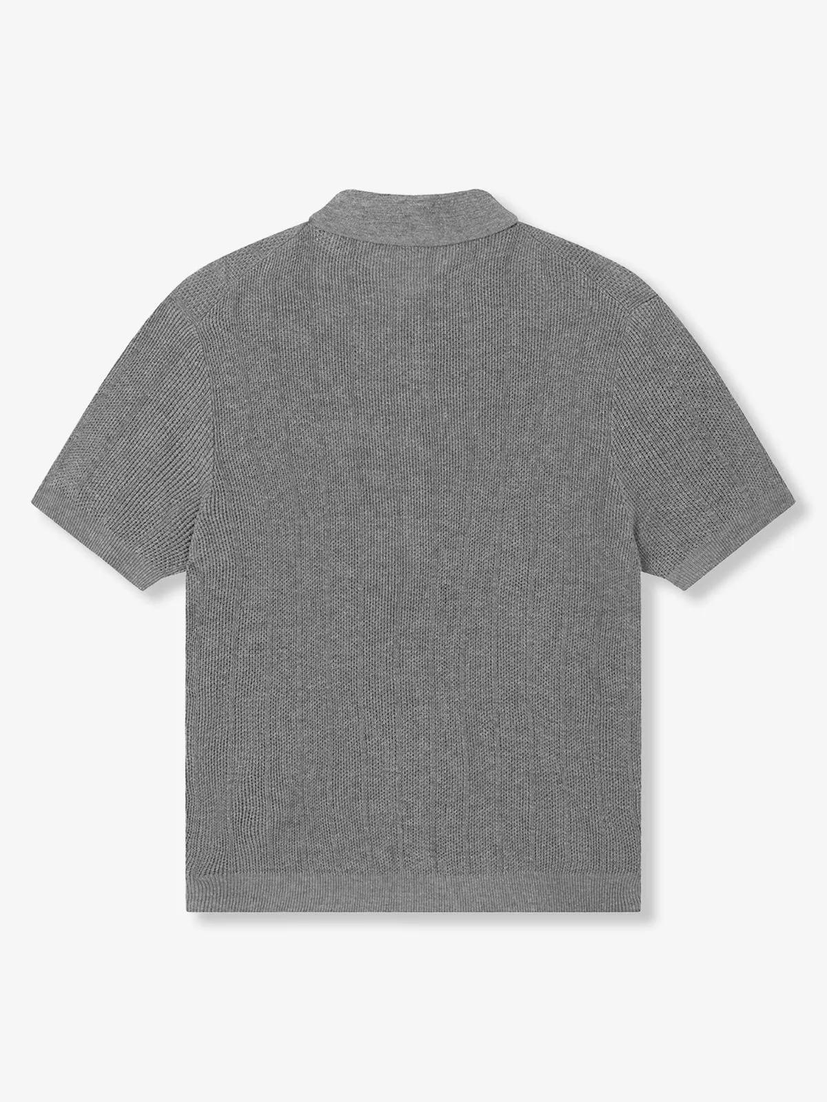 Lightweight Linen Blend Textured Knit Polo Shirt sold by Karaku product image thumbnail 4