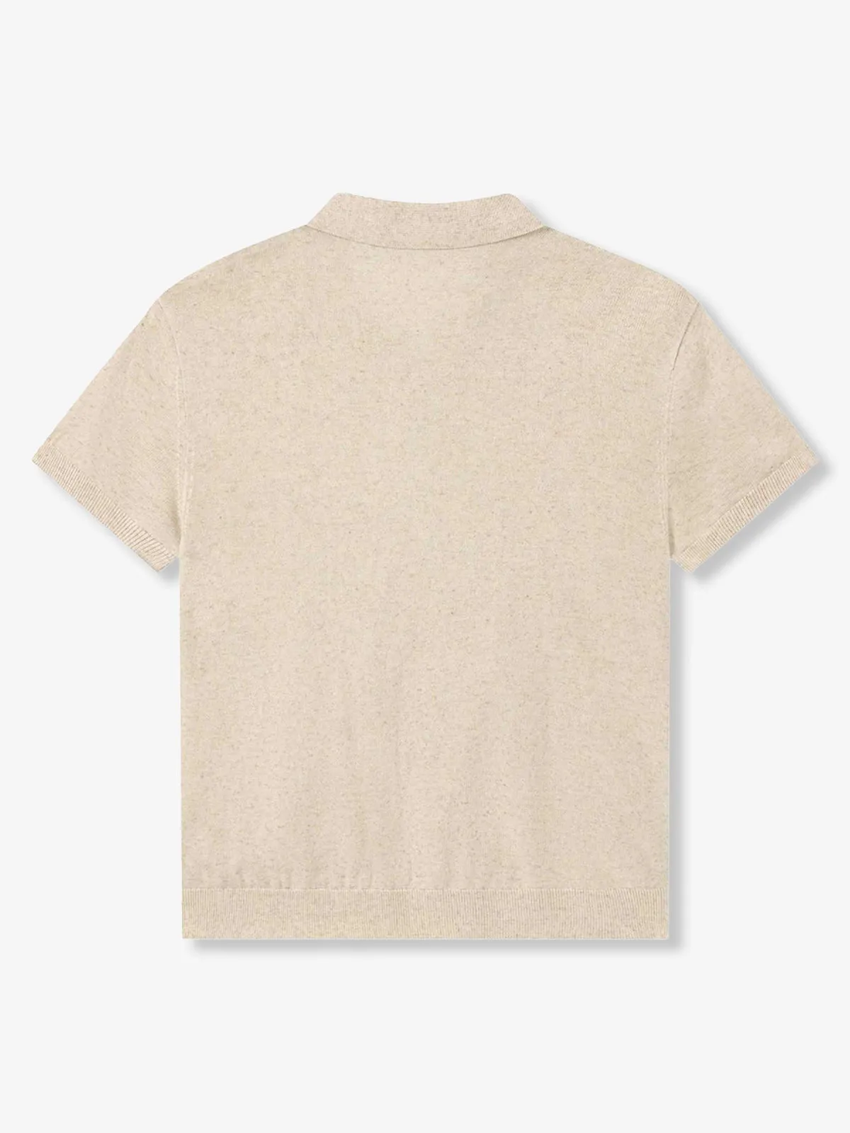 Lightweight Linen Blend Open Collar Knit Polo Shirt sold by Karaku product image thumbnail 5