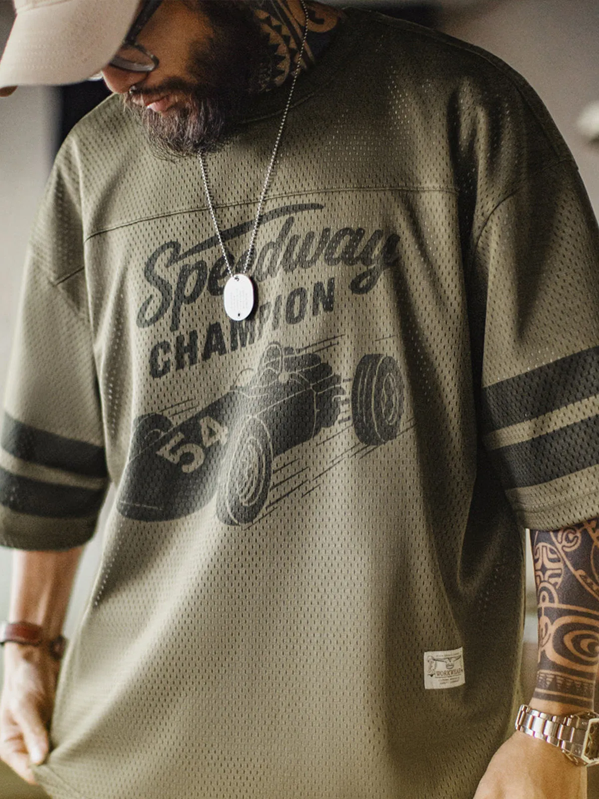 Vintage Racing Mesh Graphic Performance T-Shirt sold by Karaku product image thumbnail 5
