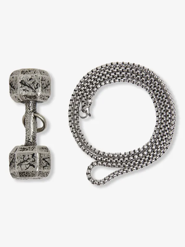GET POWER, TOGETHER Dumbbell Pendant Stainless Steel Necklace made by Karaku