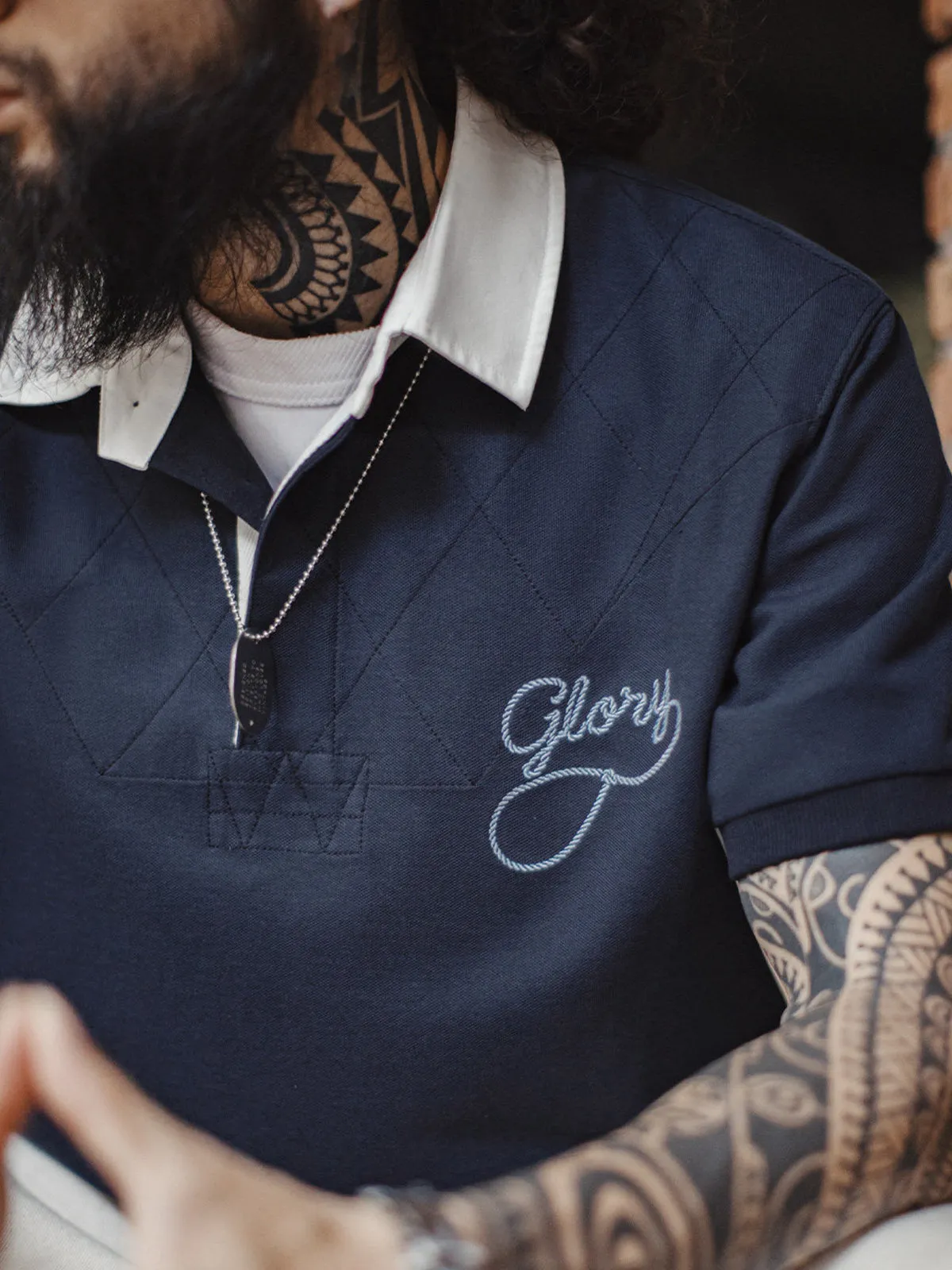 Embroidered Letter Knit Polo Shirt sold by Karaku product image thumbnail 3