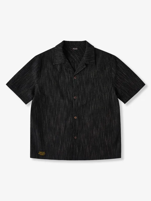 Coconut Button Tone-on-Tone Stripe Cuban Collar Shirt made by Karaku
