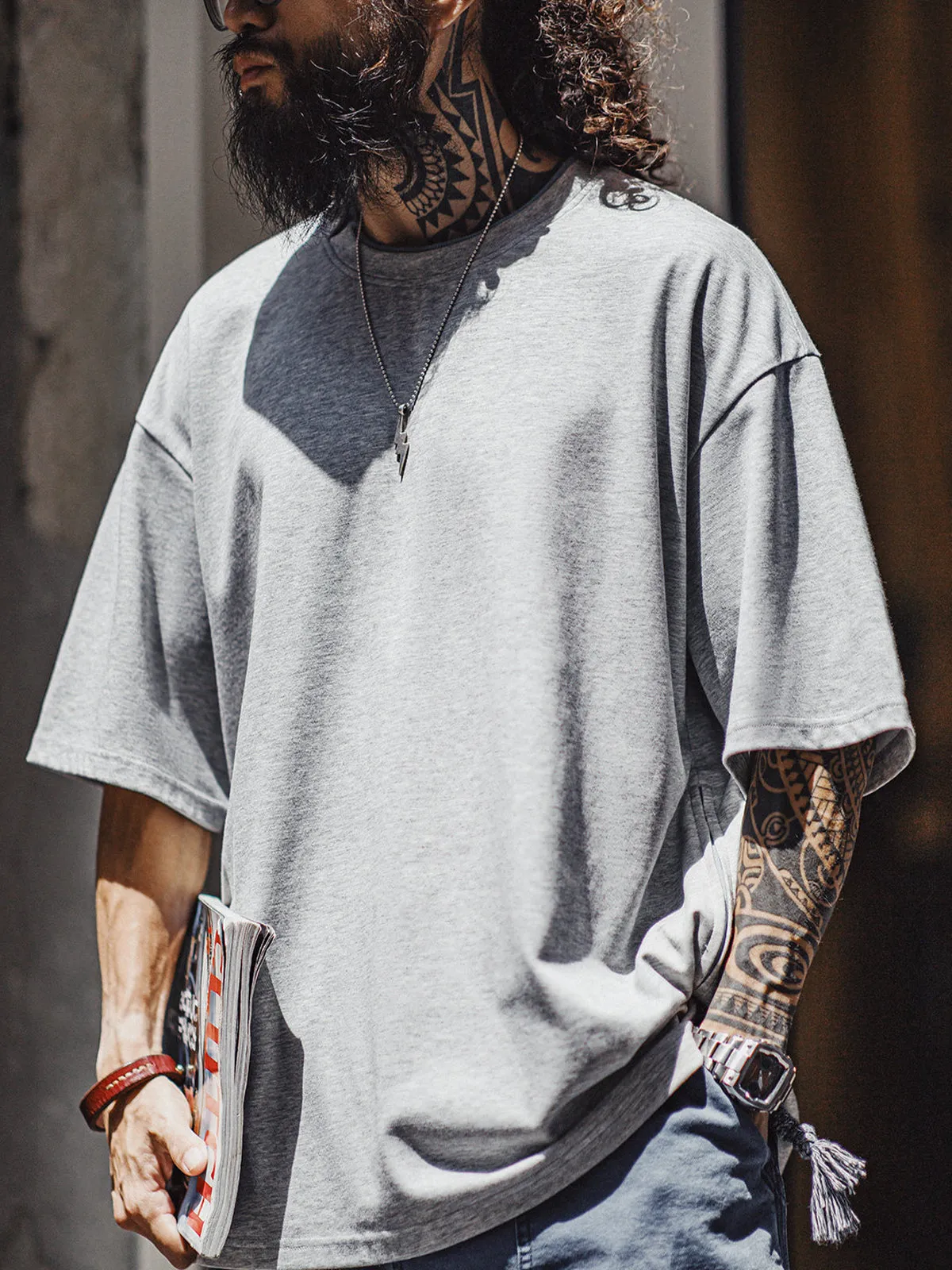 Minimalist Drawstring Hem Cotton Blend T-Shirt sold by Karaku product image thumbnail 2