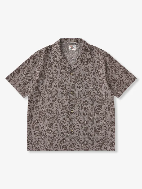 Custom Paisley Jacquard Cotton Camp Collar Shirt made by Karaku