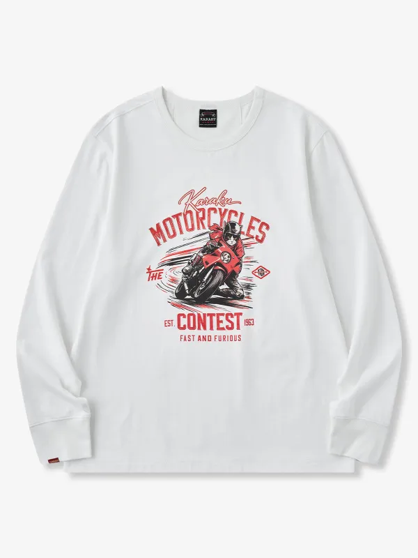 [Pre-order] Racing Cat Graphic Cotton Long Sleeve T-Shirt made by Karaku