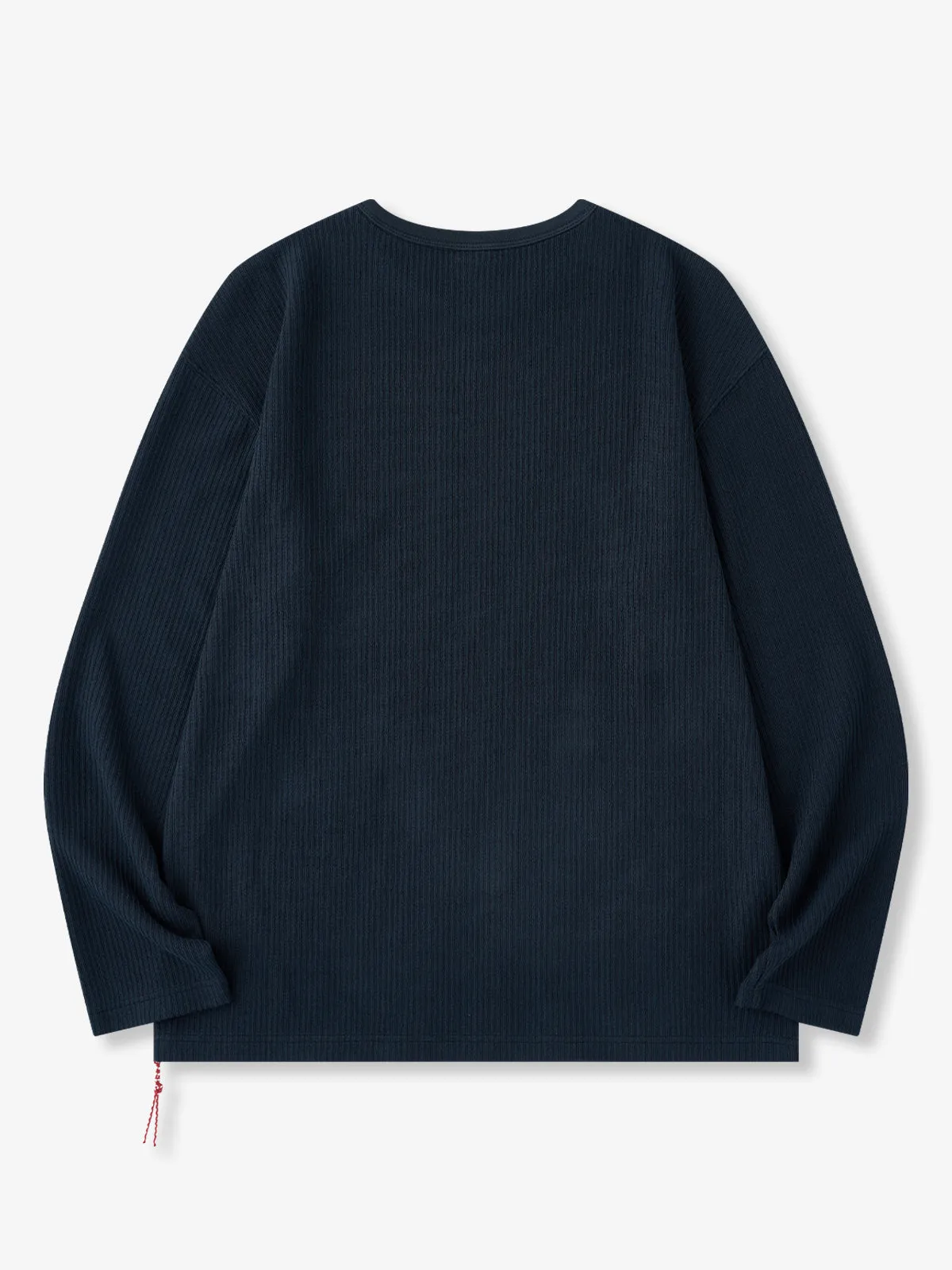 Red Cord Stripe Textured Knit Crew Neck Long Sleeve Tee sold by Karaku product image thumbnail 2