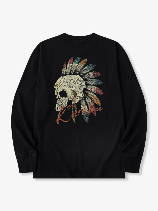 “Cat Skull” Optical Illusion Graphic Long Sleeve Tee made by Karaku
