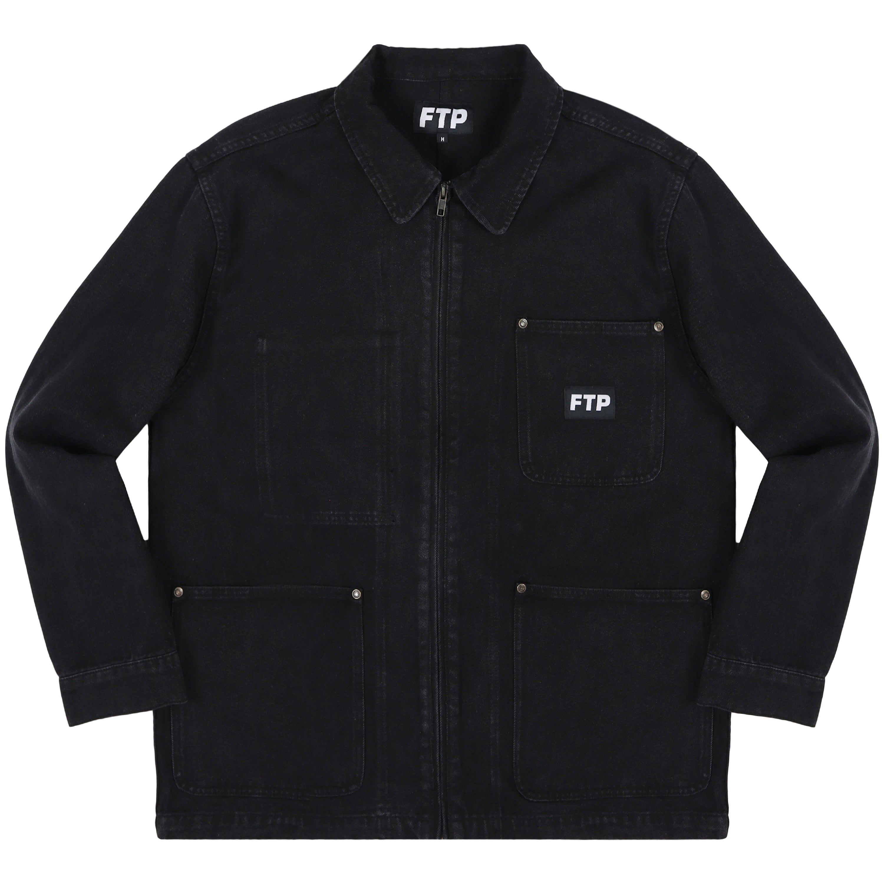 FRAYED DENIM LOGO CHORE JACKET(BLACK) sold by FTP