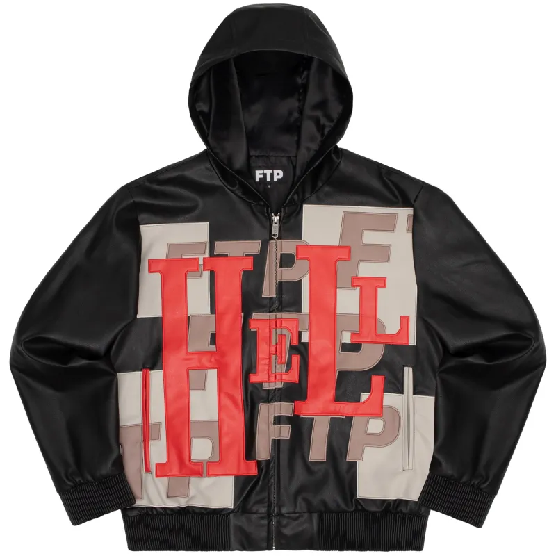 HELL LEATHER HOODED ZIP UP(BLACK) sold by FTP