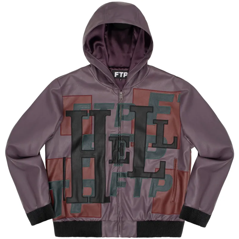 HELL LEATHER HOODED ZIP UP(PURPLE) sold by FTP