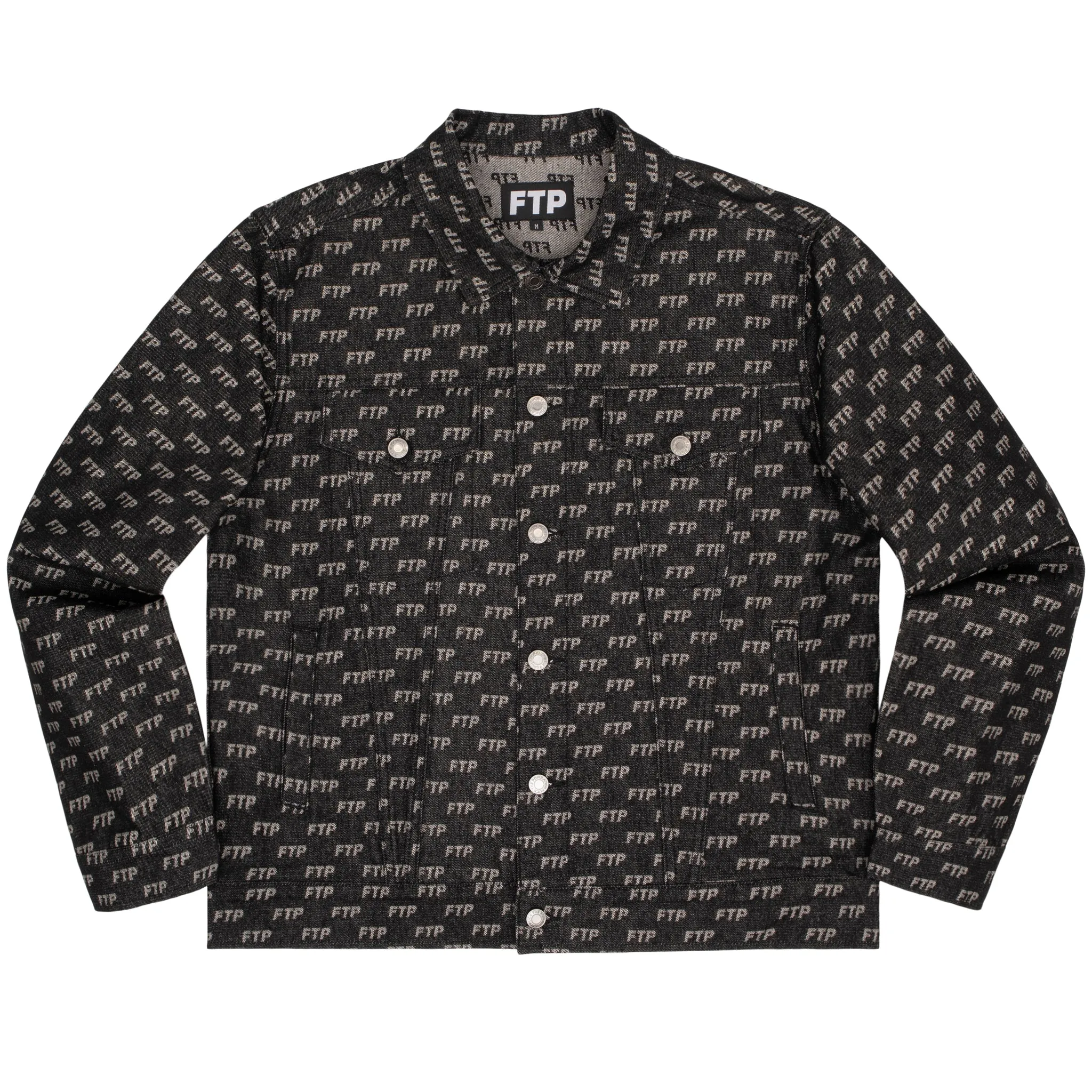 JACQUARD DENIM LOGO TRUCKER JACKET(BLACK) sold by FTP